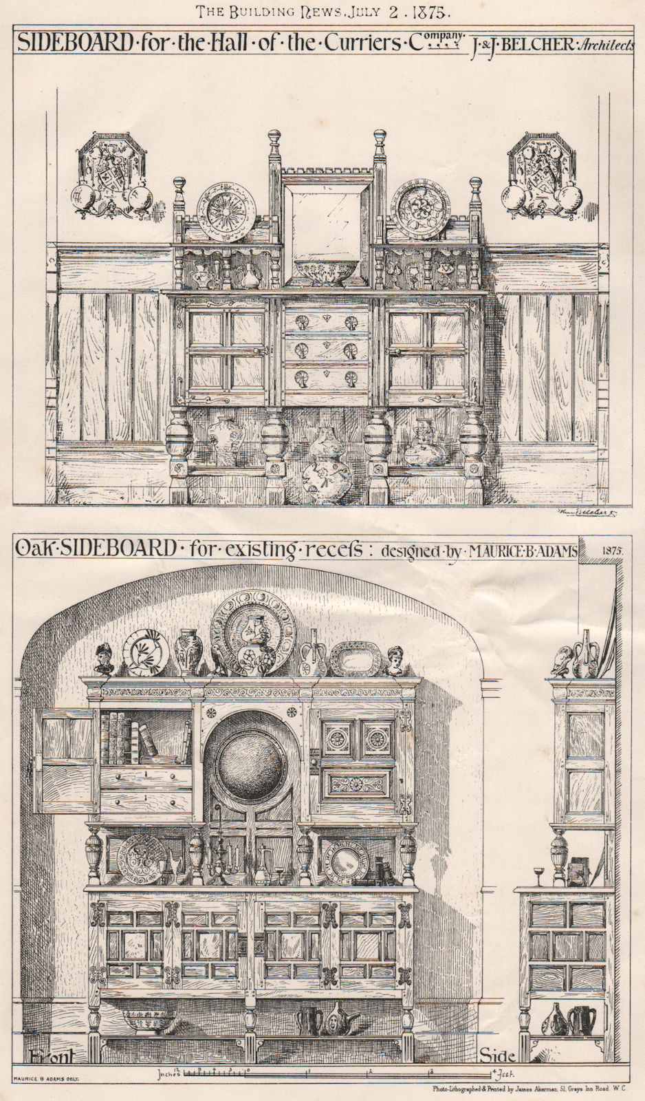Sideboard, Curriers Company Hall; J. & J. Belcher Archts; Maurice Adams 1875